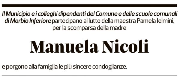 Annuncio funebre Manuela Nicoli