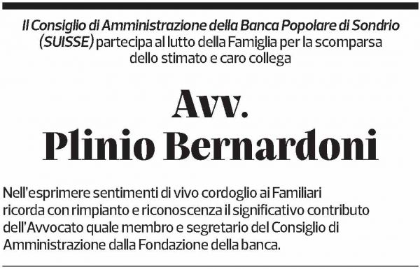 Annuncio funebre Plinio Bernardoni