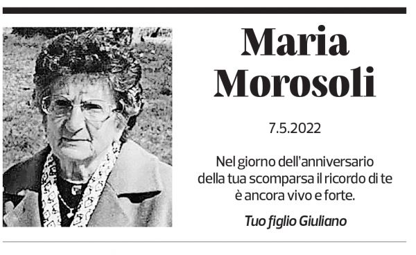 Annuncio funebre Maria Morosoli