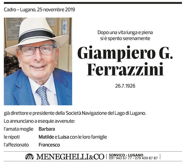 Annuncio funebre Giampiero Ferrazzini