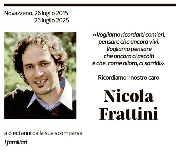 Annuncio funebre Nicola Frattini