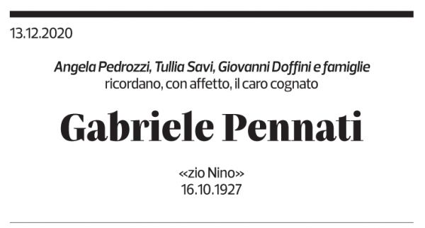 Annuncio funebre Gabriele Pennati
