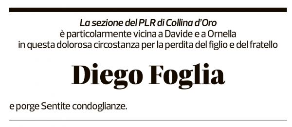 Annuncio funebre Diego Foglia