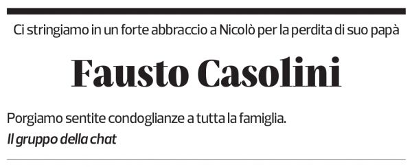 Annuncio funebre Fausto Casolini