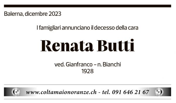 Annuncio funebre Renata Butti