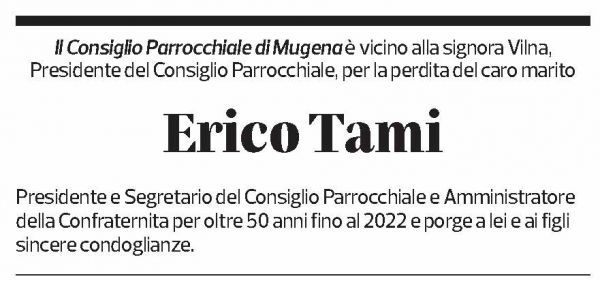 Annuncio funebre Erico Tami