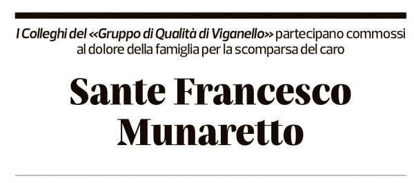 Annuncio funebre Sante Francesco Munaretto