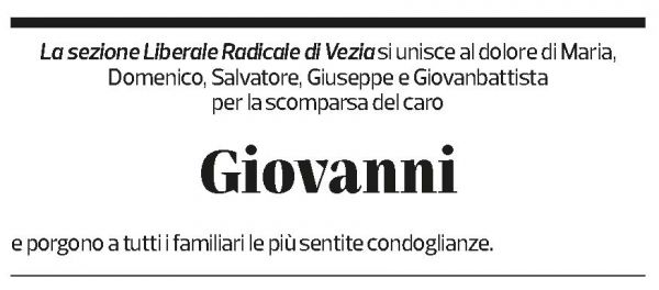 Annuncio funebre Giovanni Grano