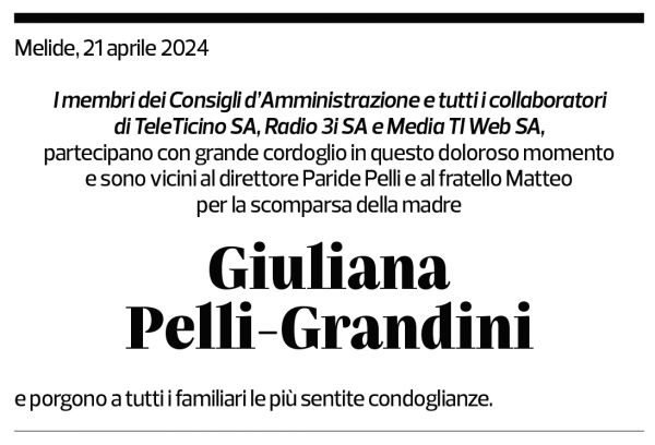 Annuncio funebre Giuliana Pelli-grandini