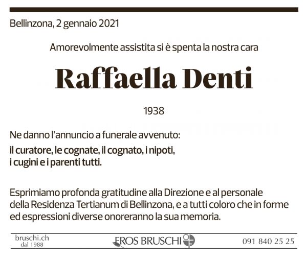 Annuncio funebre Raffaella Denti