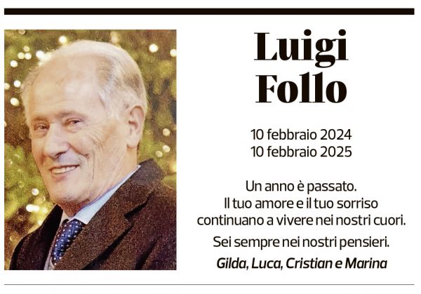 Annuncio funebre Luigi Follo