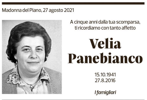 Annuncio funebre Velia Panebianco