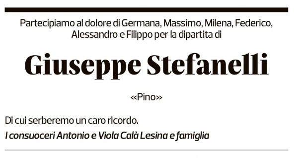 Annuncio funebre Giuseppe Stefanelli