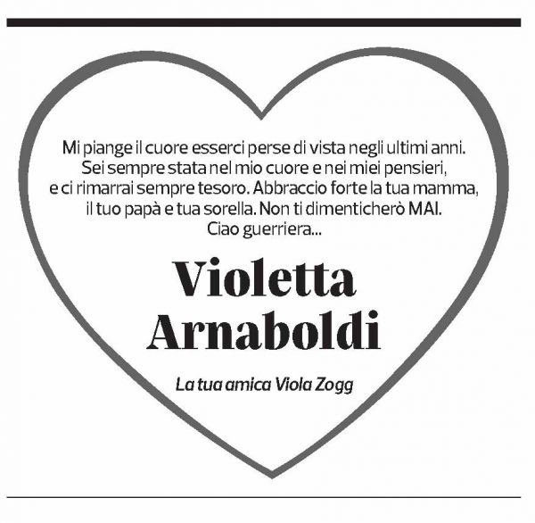 Annuncio funebre Violetta Arnaboldi