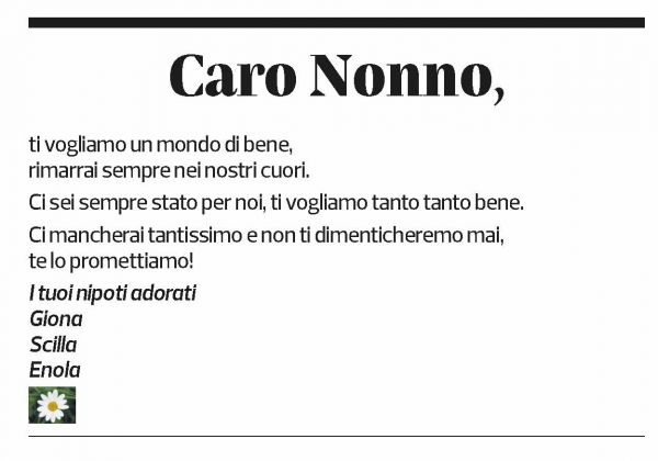 Annuncio funebre Renzo Quattropani