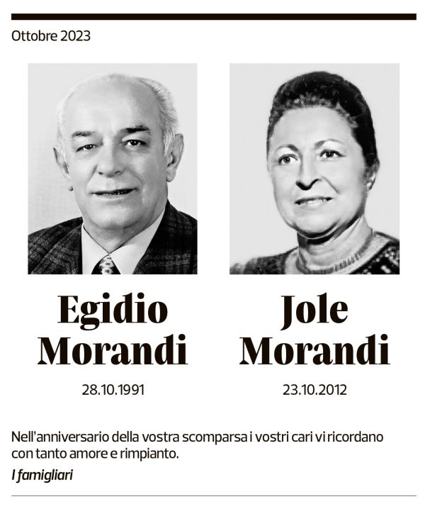 Annuncio funebre Egidio Morandi Jole Morandi