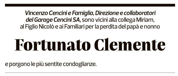 Annuncio funebre Fortunato Clemente