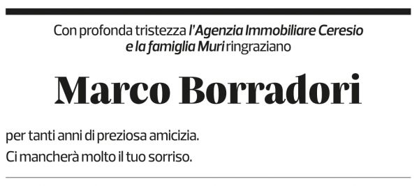 Annuncio funebre Marco Borradori