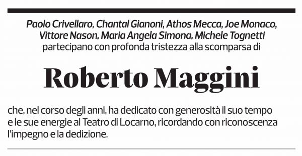 Annuncio funebre Roberto Maggini