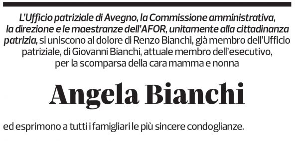 Annuncio funebre Angela Bianchi