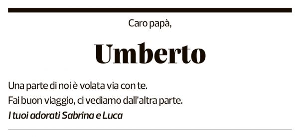 Annuncio funebre Umberto Cimasoni