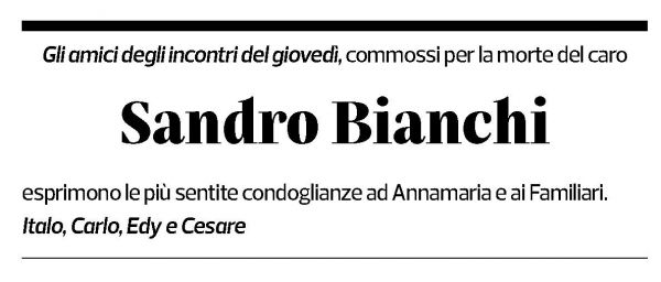 Annuncio funebre Alessandro Bianchi
