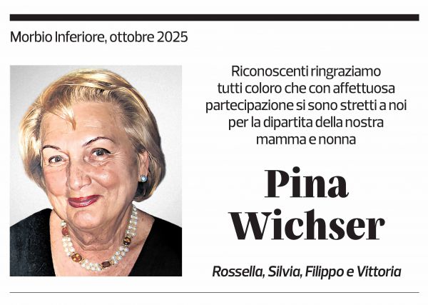 Annuncio funebre Pina Wichser