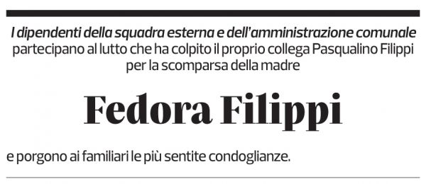 Annuncio funebre Fedora Filippi