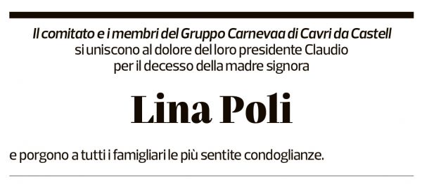 Annuncio funebre Lina Poli