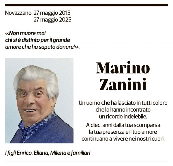 Annuncio funebre Marino Zanini
