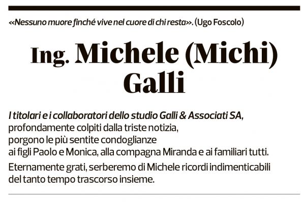 Annuncio funebre Michele Galli