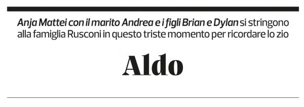 Annuncio funebre Aldo Rusconi