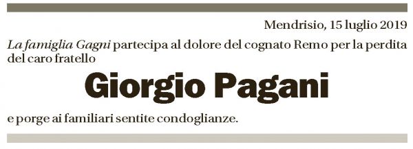 Annuncio funebre Giorgio Pagani