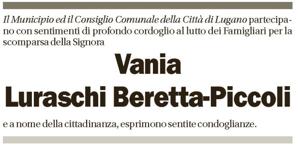 Annuncio funebre Vania Luraschi Beretta-piccoli