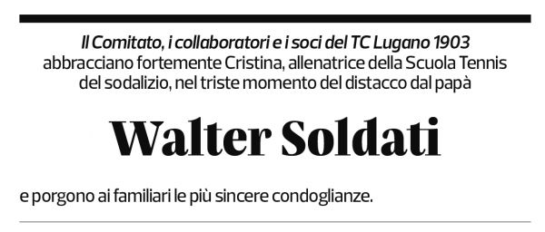 Annuncio funebre Walter Soldati