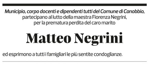 Annuncio funebre Matteo Negrini