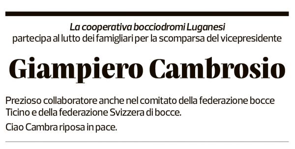 Annuncio funebre Giampiero Cambrosio