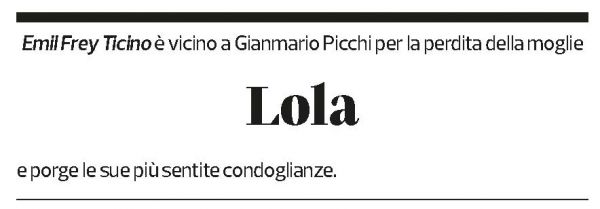 Annuncio funebre Lola 