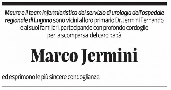 Annuncio funebre Marco Jermini