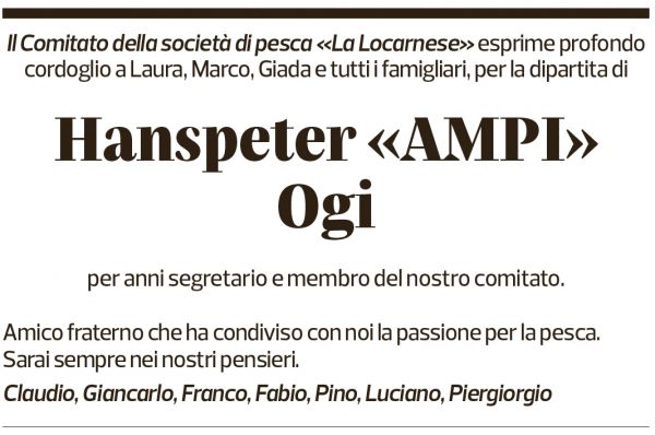 Annuncio funebre Hanspeter Ogi