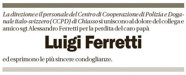 Annuncio funebre Luigi Ferretti