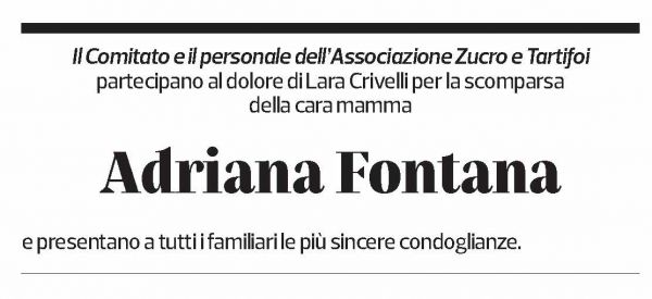 Annuncio funebre Adriana Fontana