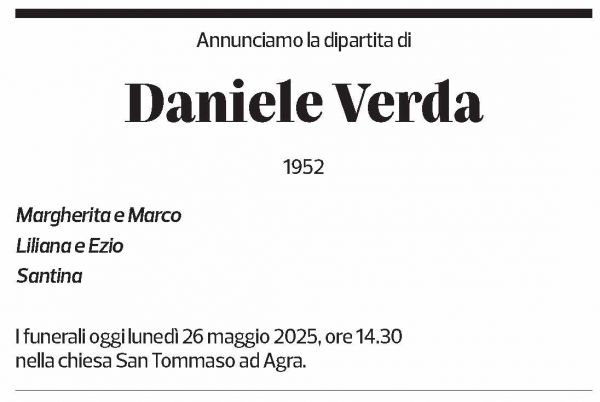 Annuncio funebre Daniele Verda