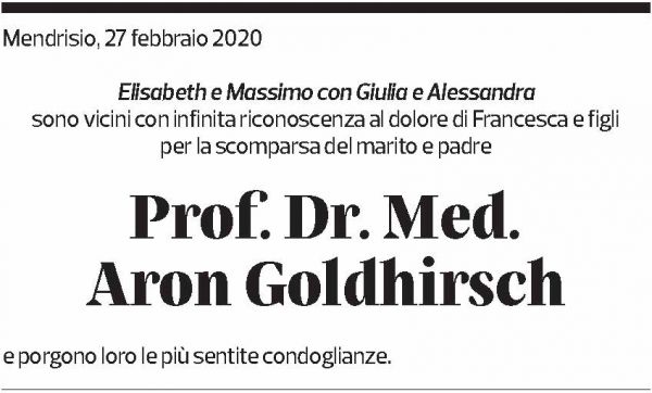 Annuncio funebre Aron Goldhirsch