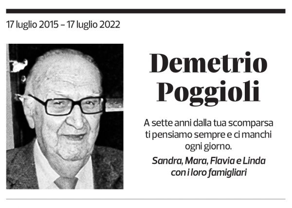 Annuncio funebre Demetrio Poggioli