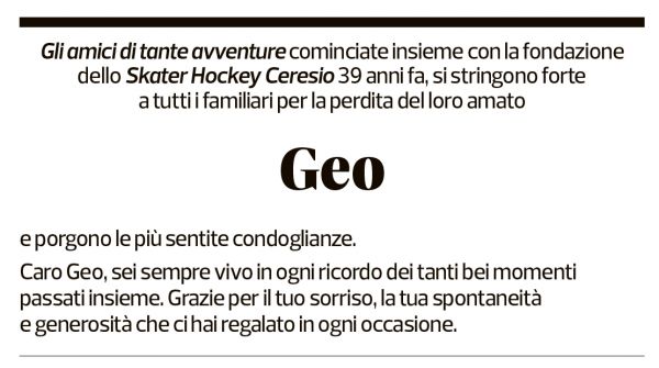 Annuncio funebre Geo Jeanmaire