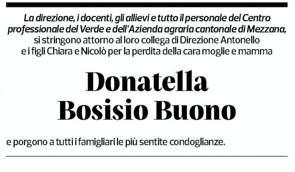 Annuncio funebre Donatella Bosisio Buono