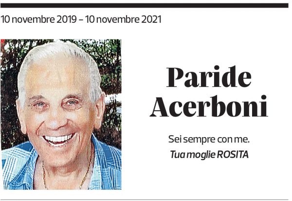 Annuncio funebre Paride Acerboni