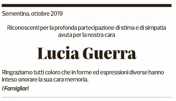 Annuncio funebre Lucia Guerra