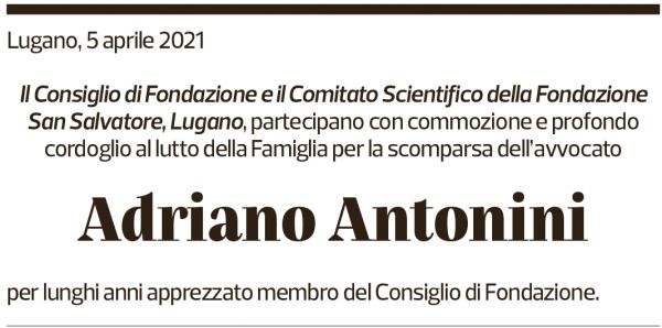 Annuncio funebre Adriano Antonini